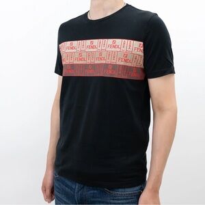 Men’s FENDI ROMA BLOCK LOGO TSHIRT - BLACK